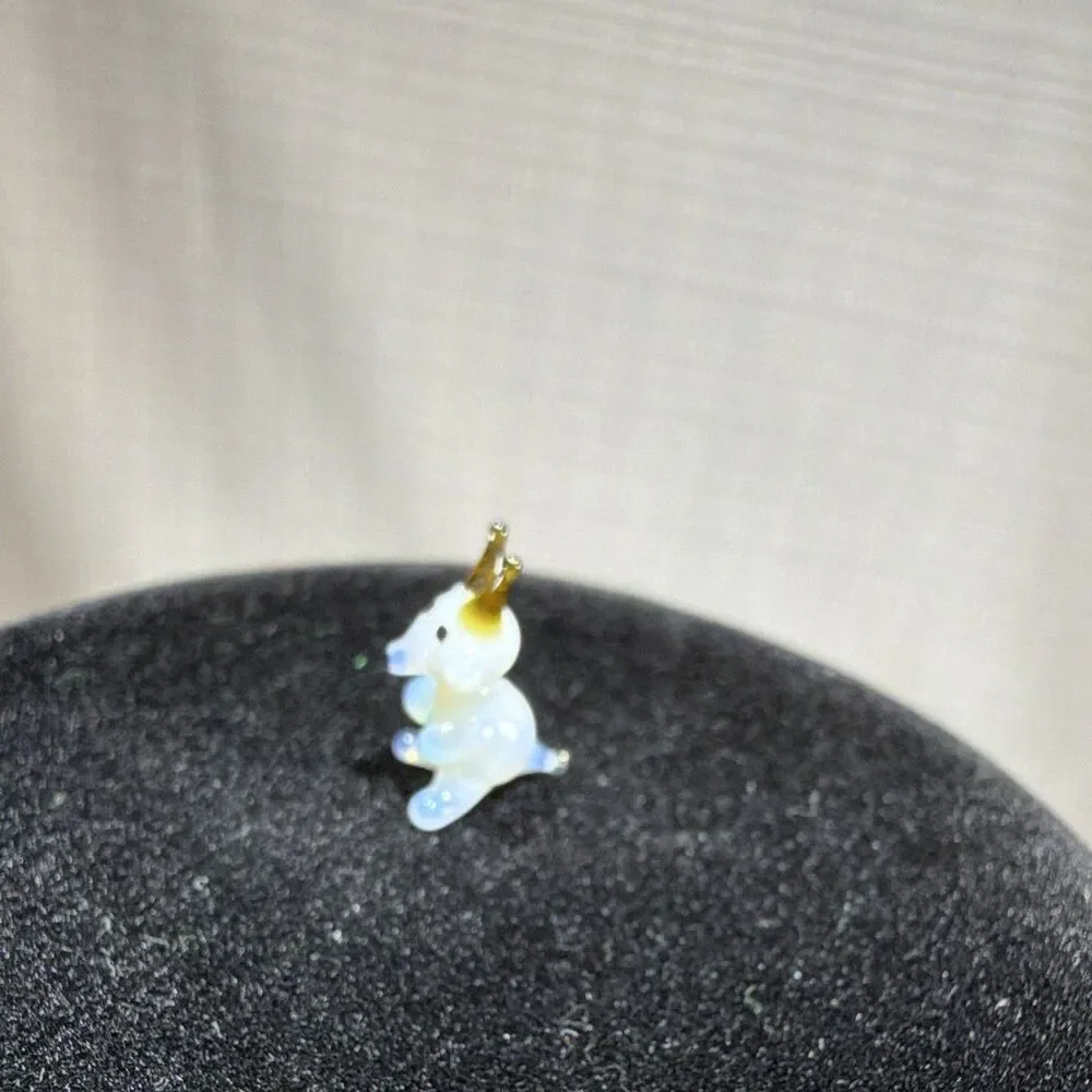 Vintage Miniature Blown Glass Goat Figurine Tiny Lampwork Art Glass Animal .75”